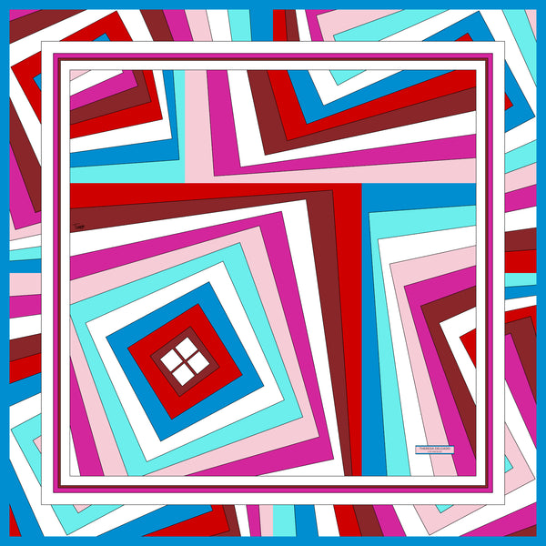 Mulholland Silk Scarf Blue Red Pink | THERESA DELGADO 