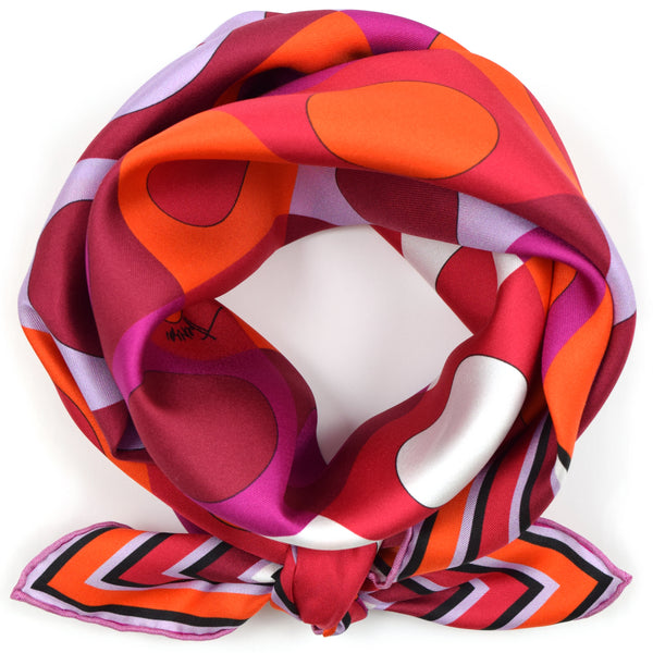 Silk Scarf Orange Red Purple Magenta Carmel 35 | THERESA DELGADO