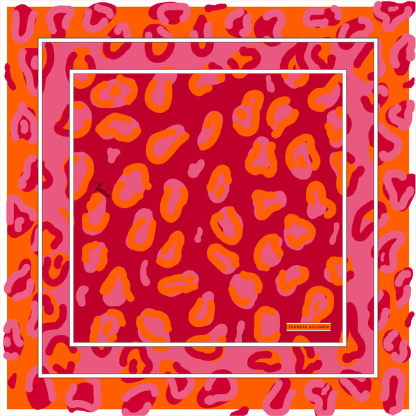 Silk Scarf Red Pink Orange Granada Hills 35 | THERESA DELGADO