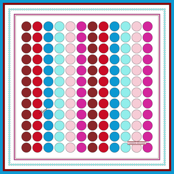 Silk Scarf Pink Blue Red Highlands  35 | THERESA DELGADO