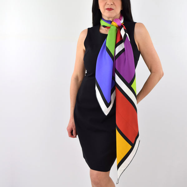 Blue Yellow Red Silk Scarf Lancaster 54 | THERESA DELGADO