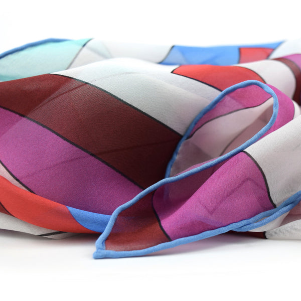 Mulholland Silk Scarf Blue Red Pink | THERESA DELGADO 