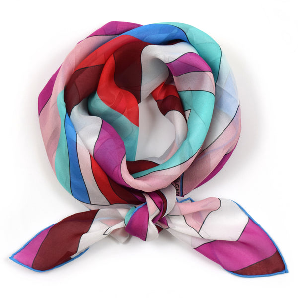 Mulholland Silk Scarf Blue Red Pink | THERESA DELGADO