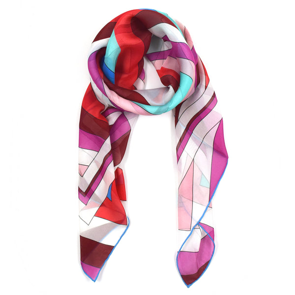 Mulholland Silk Scarf Blue Red Pink | THERESA DELGADO
