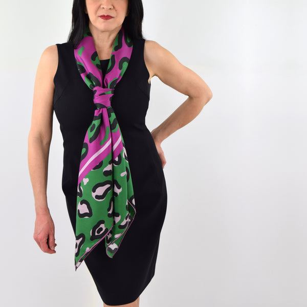 Green Magenta Pink Silk Scarf Coto de Caza  54 | THERESA DELGADO