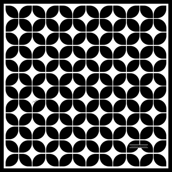 Pacifica Silk Scarf Black White 35 | THERESA DELGADO  Edit alt text