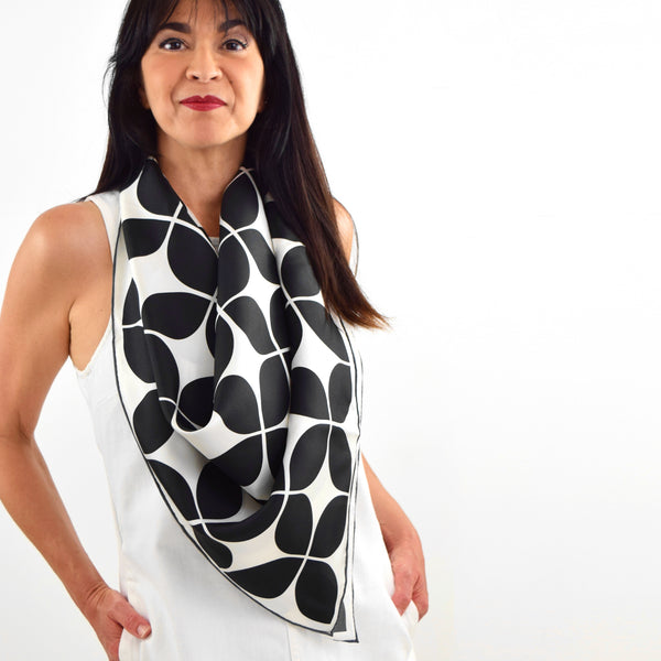 Pacifica Silk Scarf Black White 35 | THERESA DELGADO