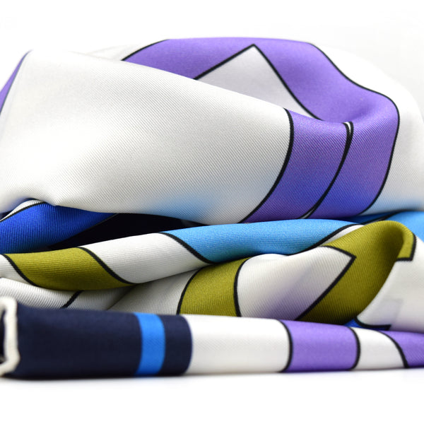 Sunnyvale Blue Purple Yellow Silk Scarf 54 | THERESA DELGADO