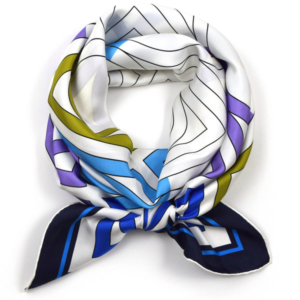 Sunnyvale Silk Scarf Blue Purple Yellow 54 | THERESA DELGADO