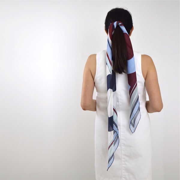 Woodland Silk Scarf Blue Red Cyan 43 | THERESA DELGADO