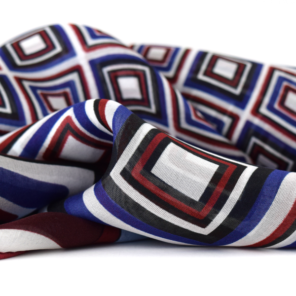 Valley Vista Blue Turquoise Red Silk Scarf 43 | THERESA DELGADO