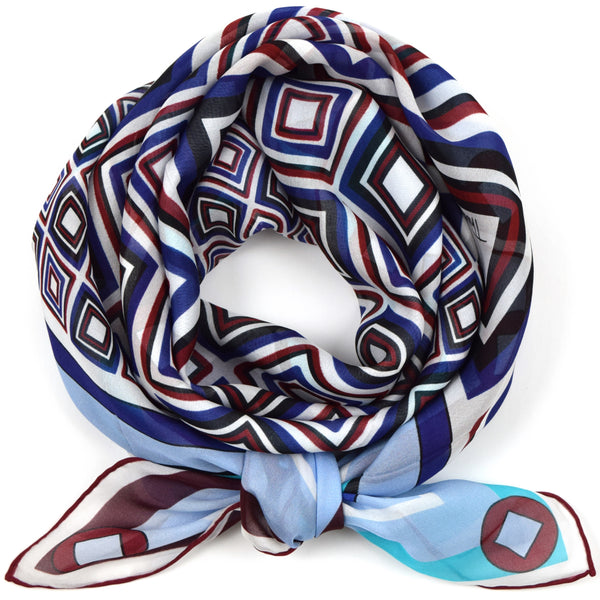 Valley Vista Blue Turquoise Red Silk Scarf 43 | THERESA DELGADO