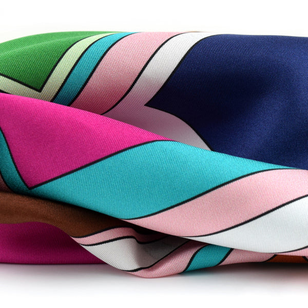 Silk Scarf Pink Blue Green Brown Walnut Creek 35 | THERESA DELGADO