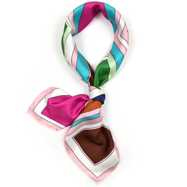Silk Scarf Pink Blue Green Brown Walnut Creek 35 | THERESA DELGADO