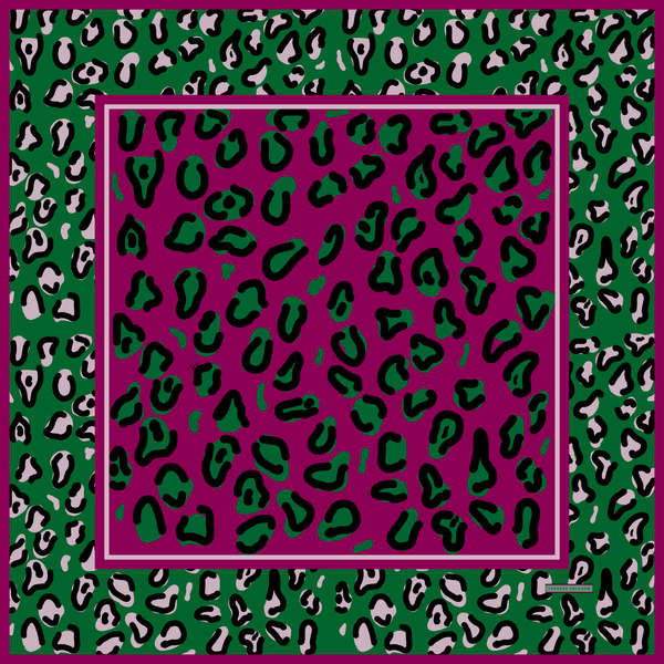 Coto de Caza Silk Scarf Green Magenta Pink 54 | THERESA DELGADO